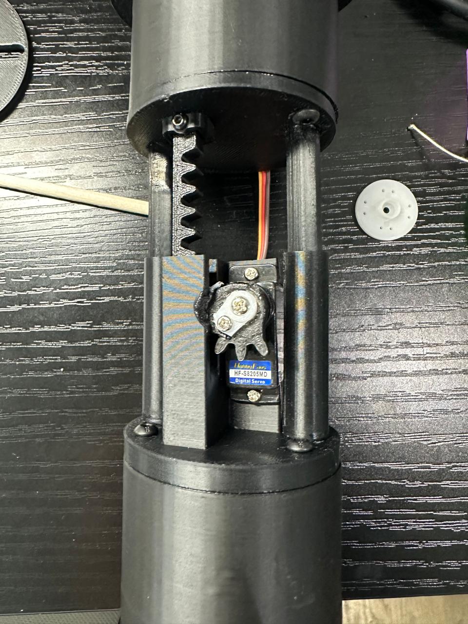 Rack-and-pinion actuation detail on the in-pipe robot